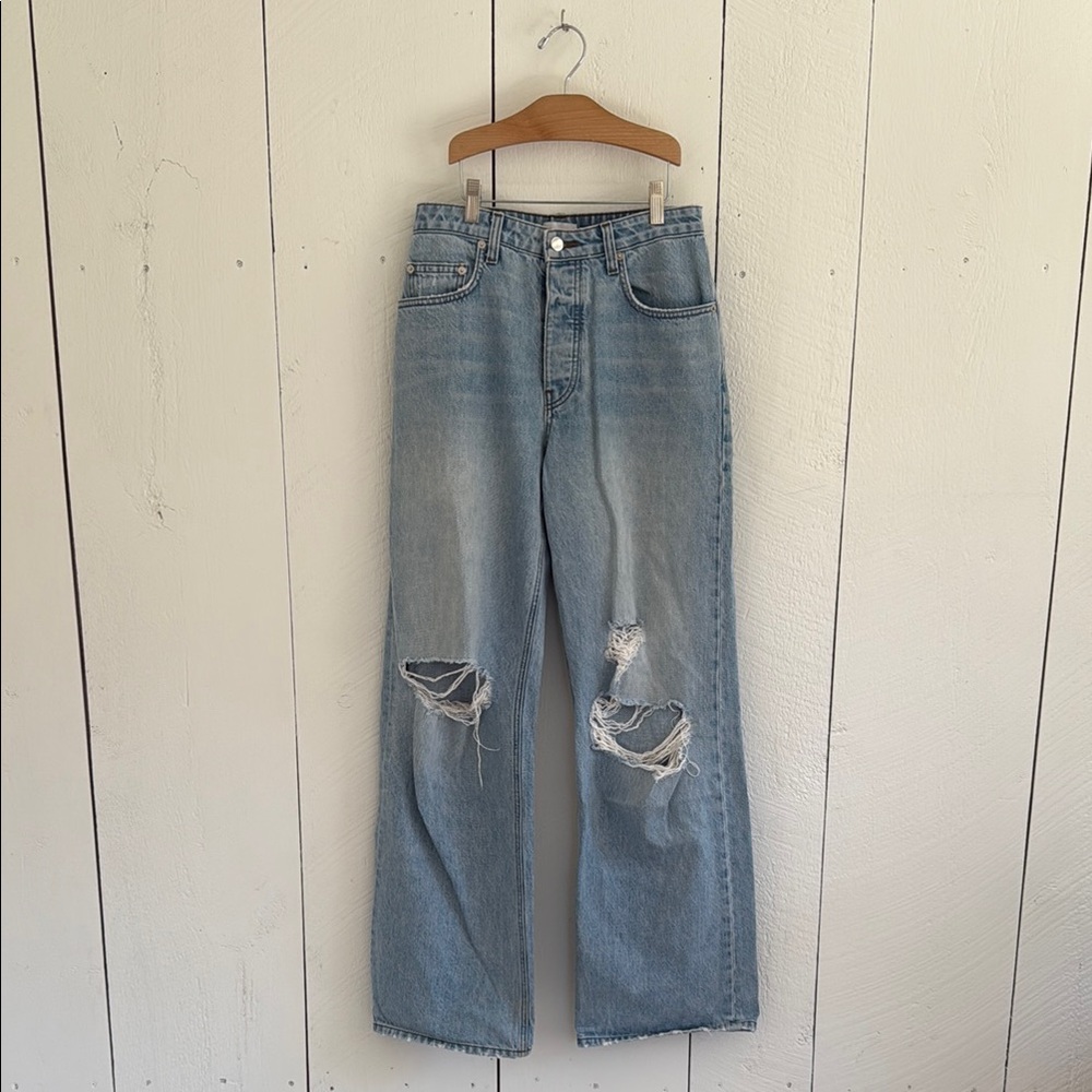 Women's Light Blue Distressed Jeans